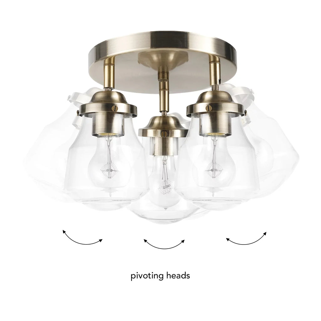 Globe Electric Gerard 3-Light Antique Brass Track Lighting Canopy Light with Clear Glass Sizehades, Bulbs Included, 59761