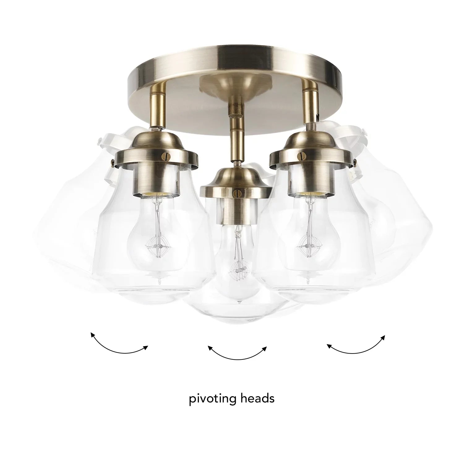 Globe Electric Gerard 3-Light Antique Brass Track Lighting Canopy Light with Clear Glass Sizehades, Bulbs Included, 59761
