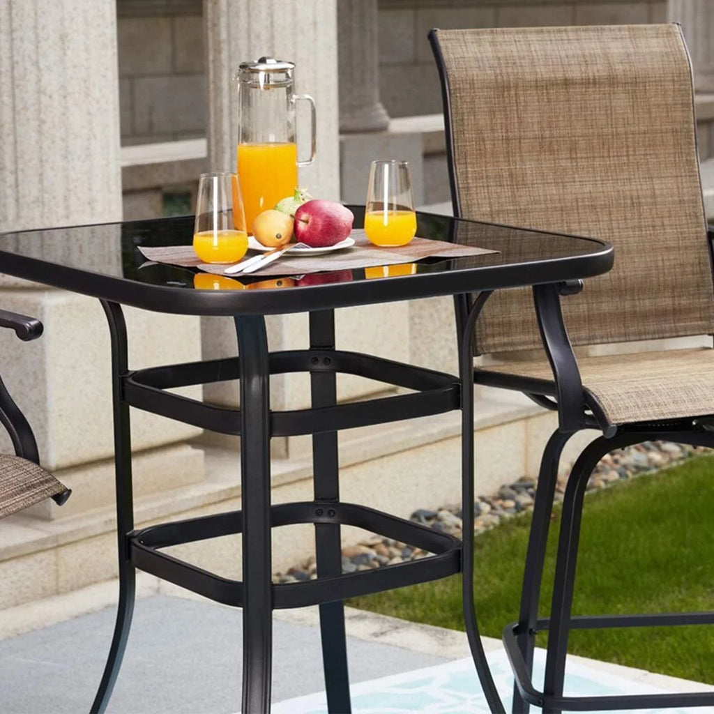 Avel Sizeturdy Sizeolid Glass Bar Table for Poolside Use