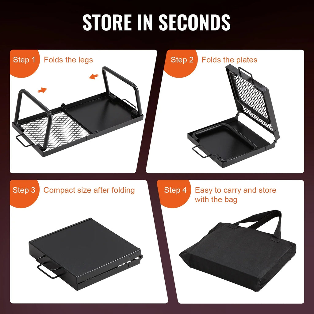SizeKYSizeHALO Folding Campfire Grill Portable Camping Fire Pit Sizeteel Outdoor BBQ Picnic