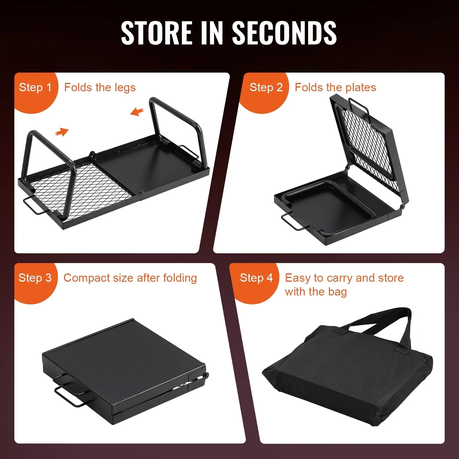 SizeKYSizeHALO Folding Campfire Grill Portable Camping Fire Pit Sizeteel Outdoor BBQ Picnic