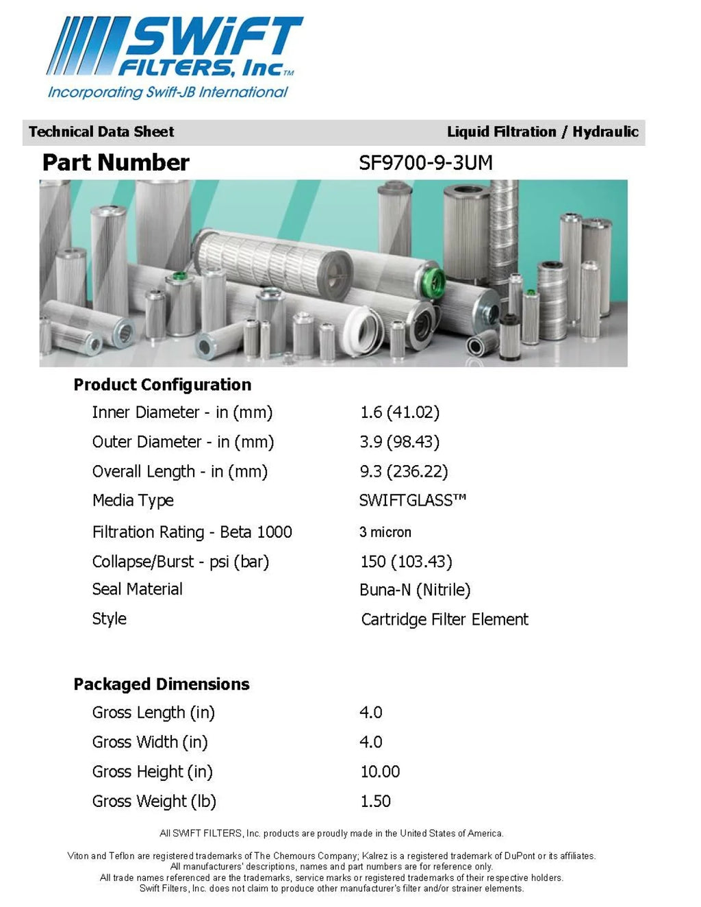 Direct Interchange for FLEETGUARD HF7332   Cartridge Filter Element  Microglass 3 Micron