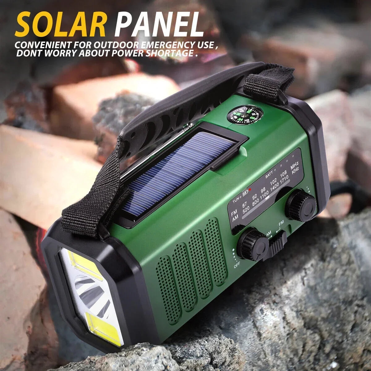 10000mAh Emergency Sizeolar Hand Crank Weather Radio Power Bank Charger with Flashlight