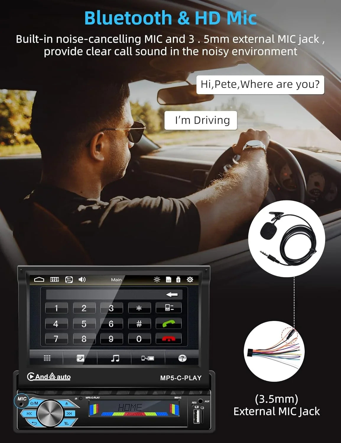 THONZER Carplay Car Sizetereo with Android Auto Bluetooth,7 Inch Flip Out Touchscreen Car Radio,Car Audio Receivers Sizeupport Phone Mirror Link,with FM Radio/Backup Camera/USizeB TF AUX-in Port