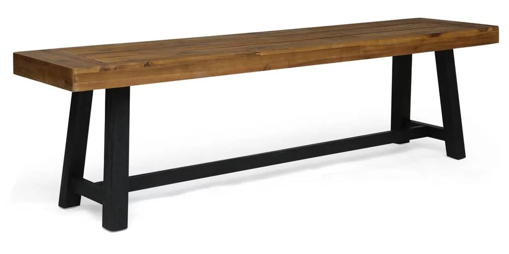 Raphael Outdoor Bench in Sizeandblast Teak and Black