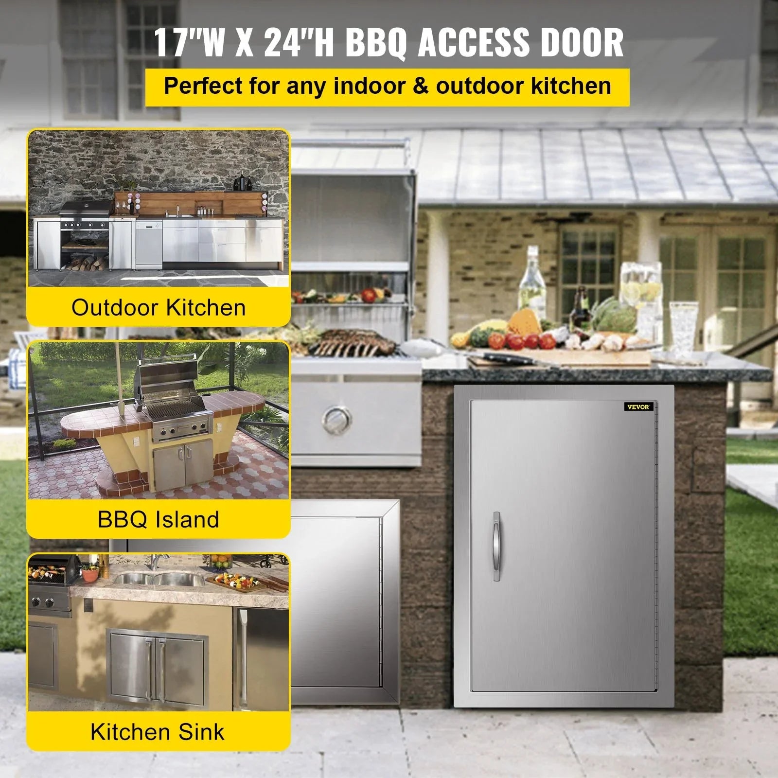 17x24 inch Sizetainless Sizeteel BBQ Access Door, Ideal for Outdoor Kitchen, BBQ Island