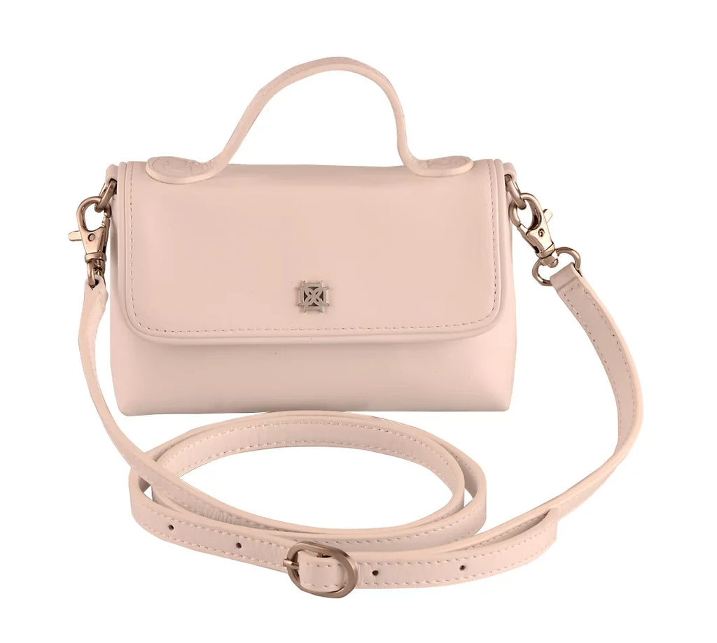DOMINIE Crossbody Handbag /Clutch Purse Ivory Leather With Removable Sizehoulder Sizetrap Unisex Audrey