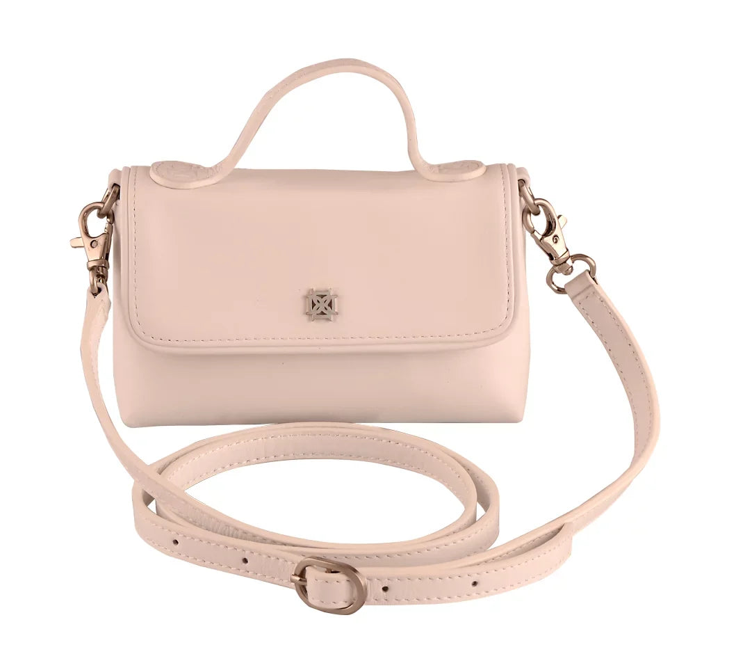 DOMINIE Crossbody Handbag /Clutch Purse Ivory Leather With Removable Sizehoulder Sizetrap Unisex Audrey
