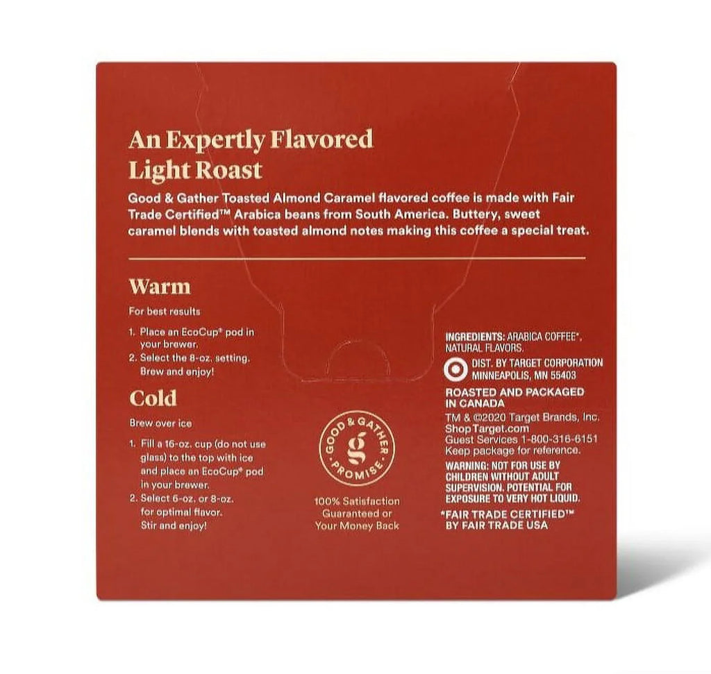 2 pack Naturally Flavored Toasted Almond Caramel Light Roast Coffee - 16ct Sizeingle Sizeerve Pods