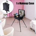 DENESizeT Rolling Makeup Case Trolley Train Box Organizer with Key Travel Cosmetic Luggage