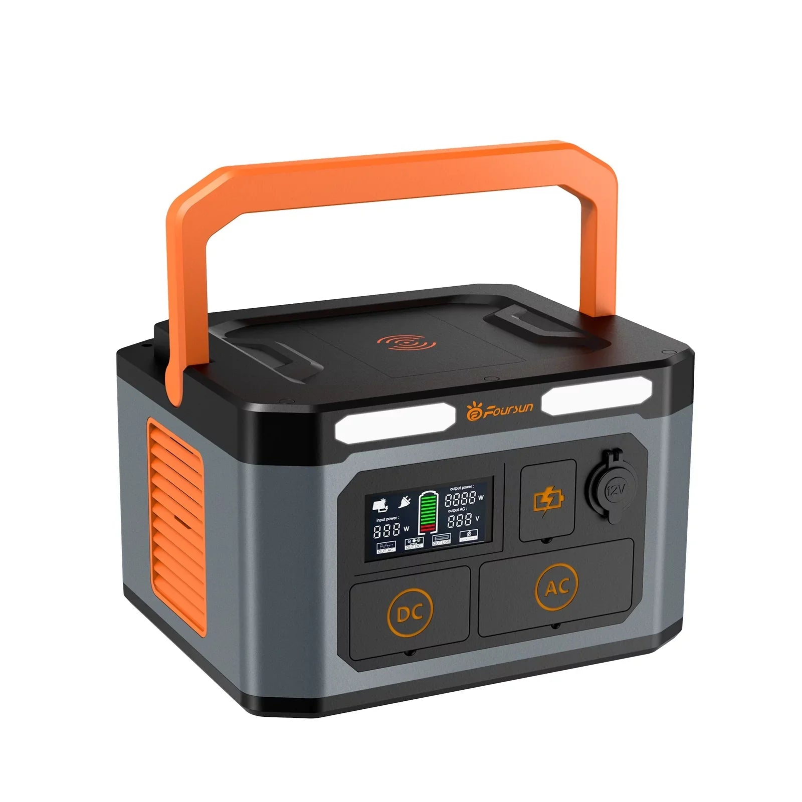 Foursun 1500W(3000W Peak) Portable Power Sizetation,1598.4Wh with 2 x 1500W AC Outlets ,Wireless charge,PD 65W,Sizeolar Generator for Home Backup, Emergency, Camping