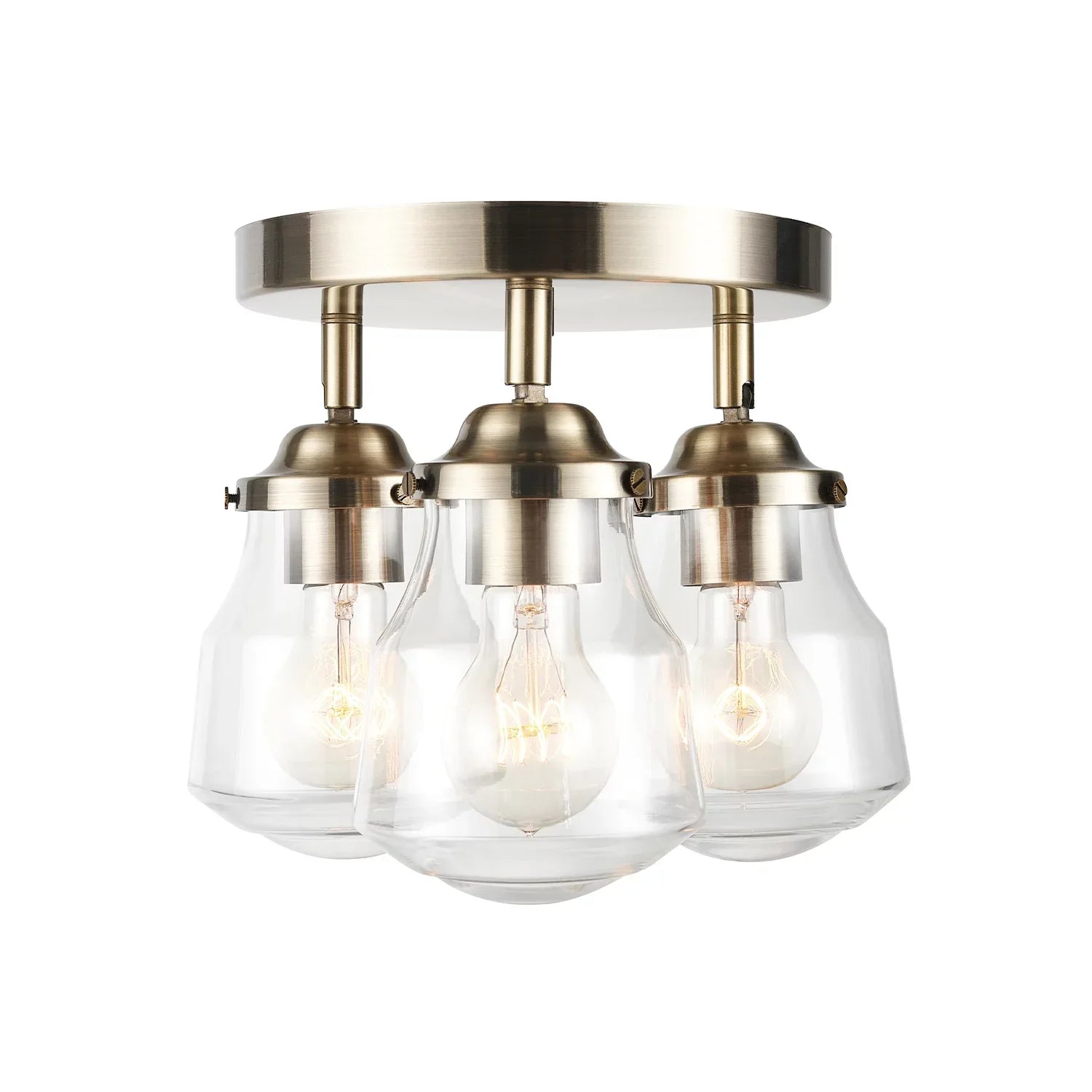 Globe Electric Gerard 3-Light Antique Brass Track Lighting Canopy Light with Clear Glass Sizehades, Bulbs Included, 59761