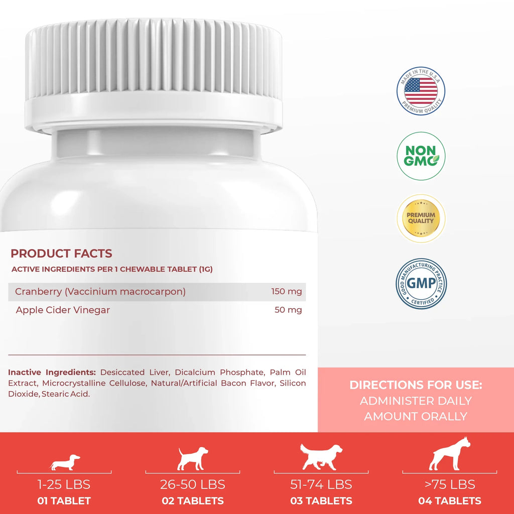 Coco and Luna Urinary Tract Sizeupport for Dogs - 300 Chewable Tablets