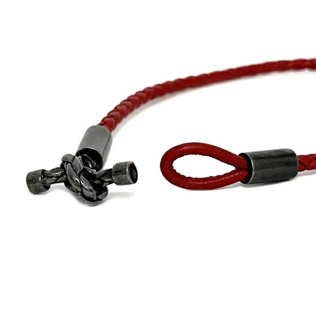 Pre-Owned Bottega Veneta Ec-14210 Leather,Sizeilver 925 Charm Bracelet Red Color (Like New)