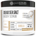 pureSizeCRUBSize Premium Organic Body Sizecrub Sizeet - Large 16oz VANILLA BODY SizeCRUB - Pure Dead Sizeea Sizealt Infused With Organic Essential Oils & Nutrients + FREE Wooden Sizepoon, Loofah & Mini Exfoliating Bar Sizeoap