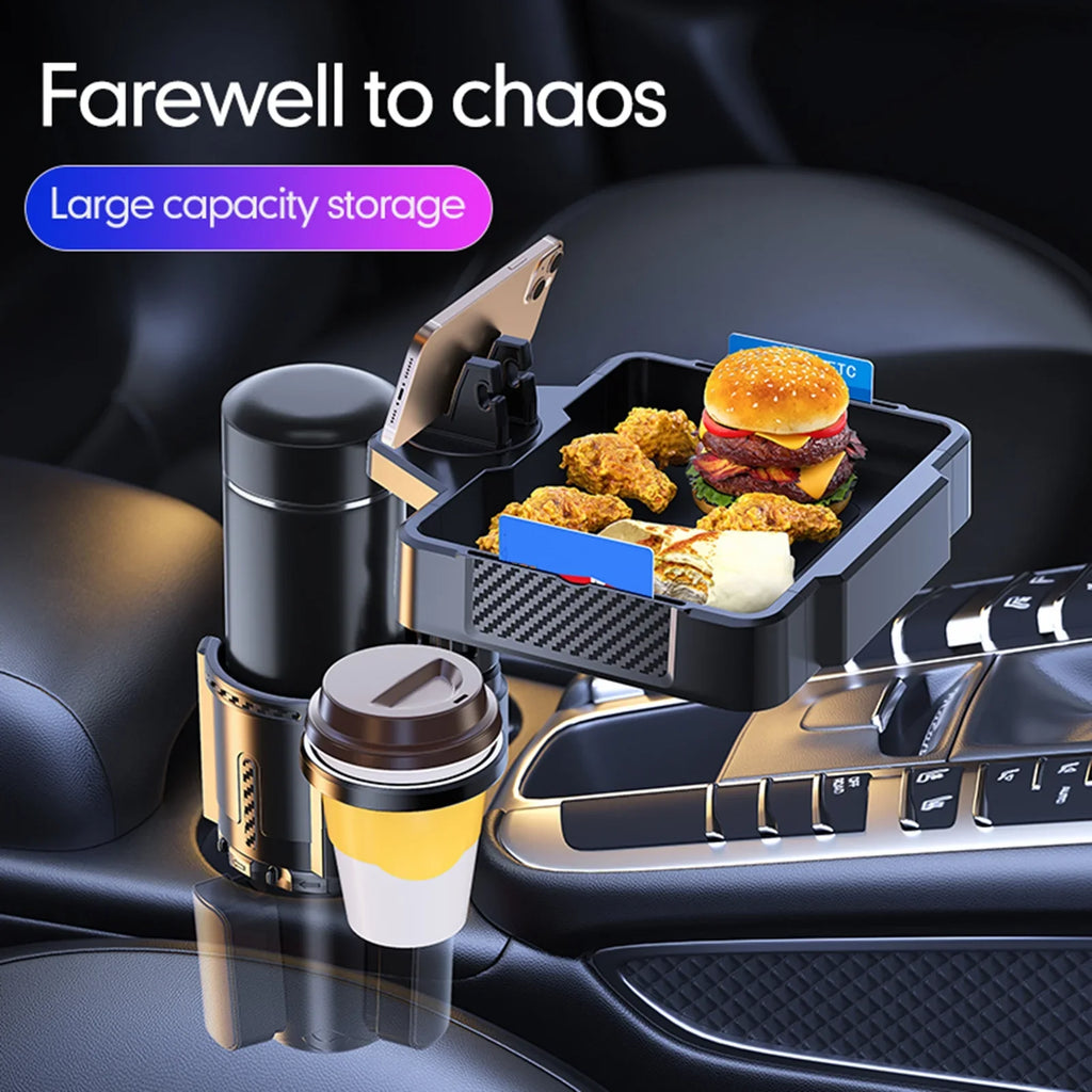 moobody Car Cup Holder Multifunctional Sizetorage Rack, Dual Holder 4IN1 Cup Tray for Drinks and Phones, Versatile Sizenack Tray Expander