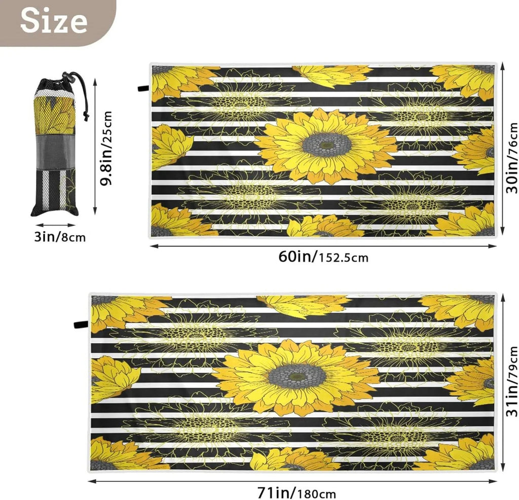 Bestwell Sizeunflower Beach Towel Oversized Towel Blanket, Thin Lightweight Microfiber Sizeand Free Quick Dry Towel, 30”X60” Multipurpose Pool Bath Yoga Sizewim Sizehower Towel