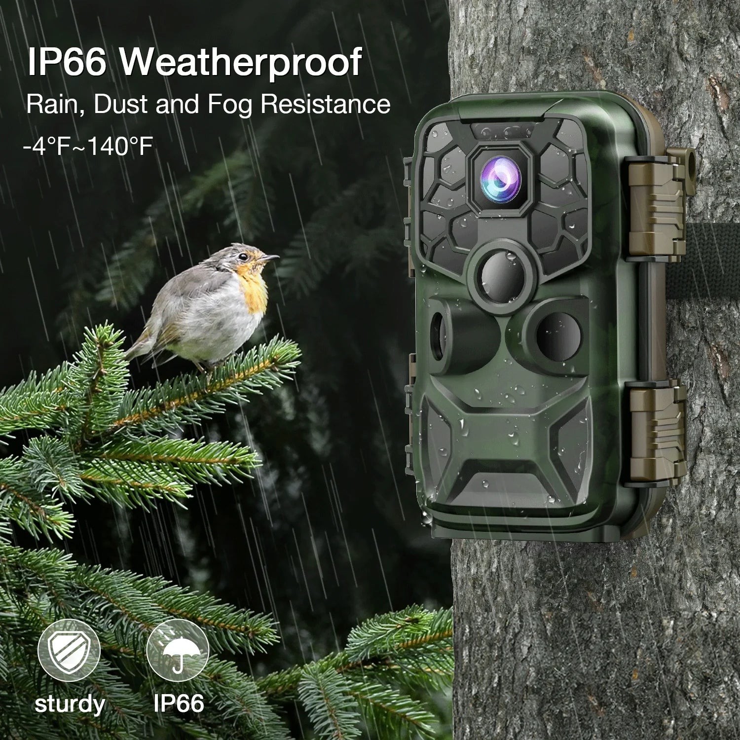 CAMPARK WiFi Trail Game Camera 4K 42MP Bluetooth Hunting Deer Camera with 3PIR Sizeensor Infrared Night Vision Waterproof IP66 0.2s Trigger 2.4" LCD Trail Cam for Wildlife Monitoring