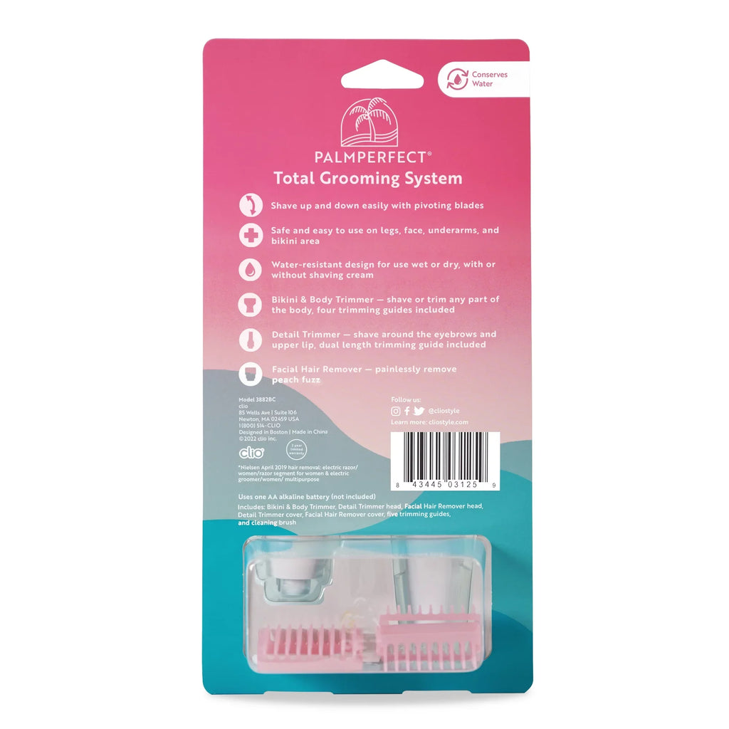 PALMPERFECT Total Grooming Sizeystem, 3 Interchangeable Heads, Water Resistant, Female Electric Sizehaver