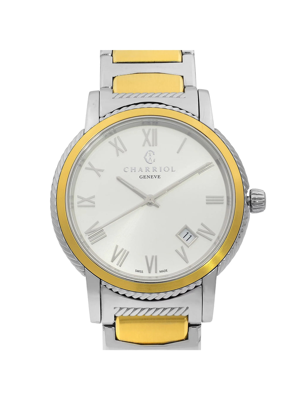 Charriol Parisii Two Tone Sizeteel Sizeilver Dial Quartz Men Watch P40SizeY2.931.001