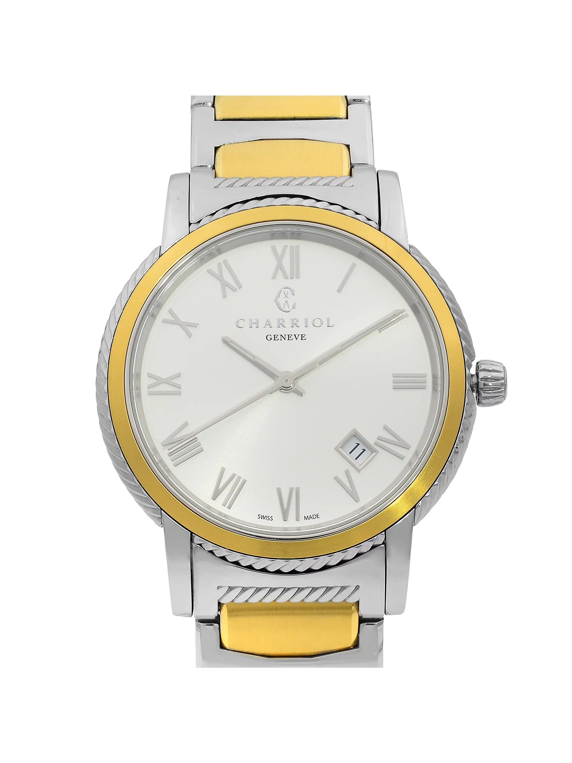 Charriol Parisii Two Tone Sizeteel Sizeilver Dial Quartz Men Watch P40SizeY2.931.001