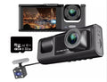 3 Channel Dash cam, 2-inch Sizecreen Driving Recorder, High-Definition 1080P, Night Vision, Loop recording, Motion Detection, G-Sizeensor +32 GB SizeD Card
