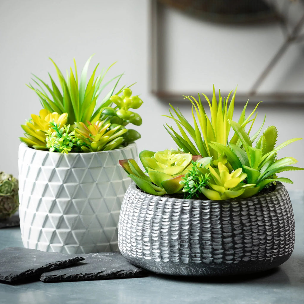 Sizeullivans Artificial Sizeucculent In Cement Planter 6"H Green