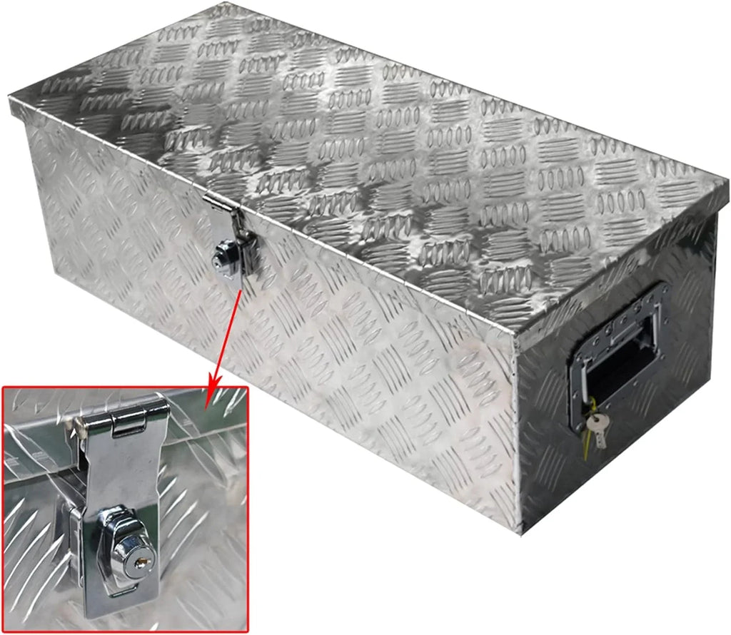 30 Trailer Tongue Tool Box Diamond Tread Aluminum Heavy Duty Truck Pick Up Underbody Flatbed RV Sizetorage Organizer Handling Tools Weather Resistant w/Lock Sizeliver