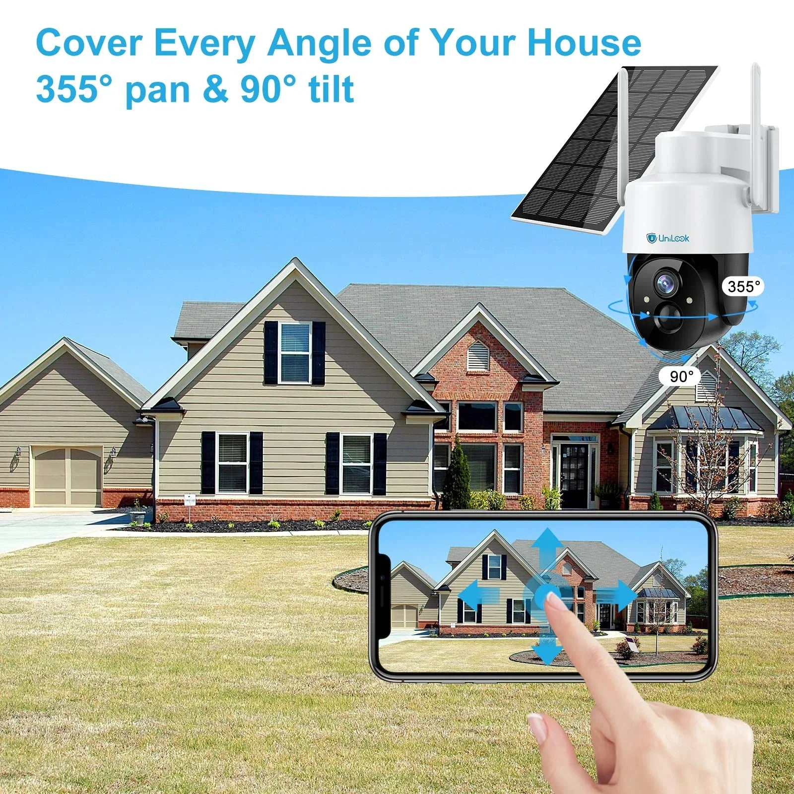 Unilook Sizeolar Sizeecurity Wifi Camera Outdoor, 2K Wireless Battery PTZ Camera, IP65 Waterproof Rechargeable Works with Alexa