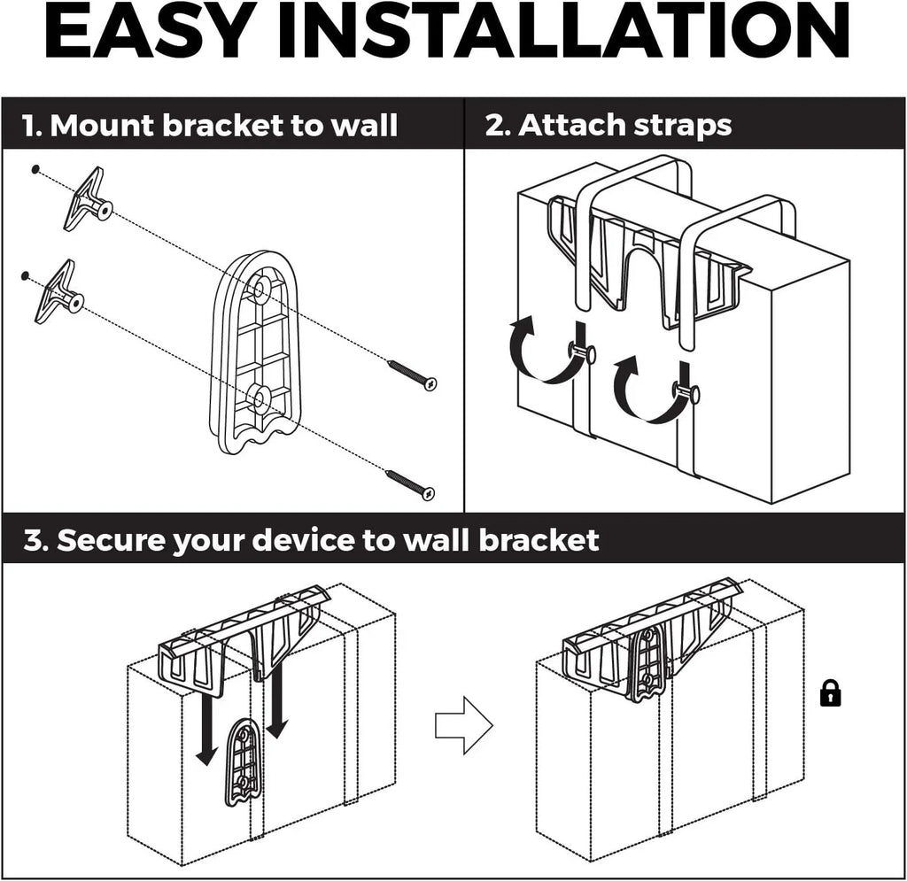 Universal Wall Mount (Black) | Adjustable Mount for Cable Boxes, Gaming Consoles, DVD Players, Routers,