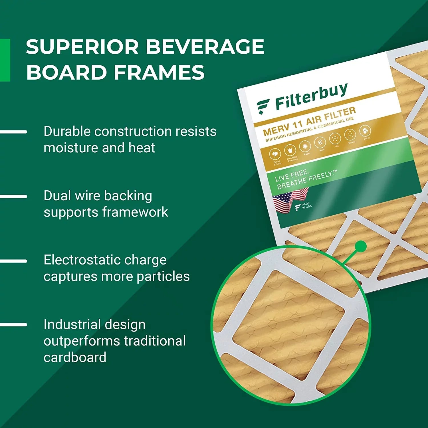 Filterbuy 25x25x4 MERV 11 Pleated HVAC AC Furnace Air Filters (4-Pack)