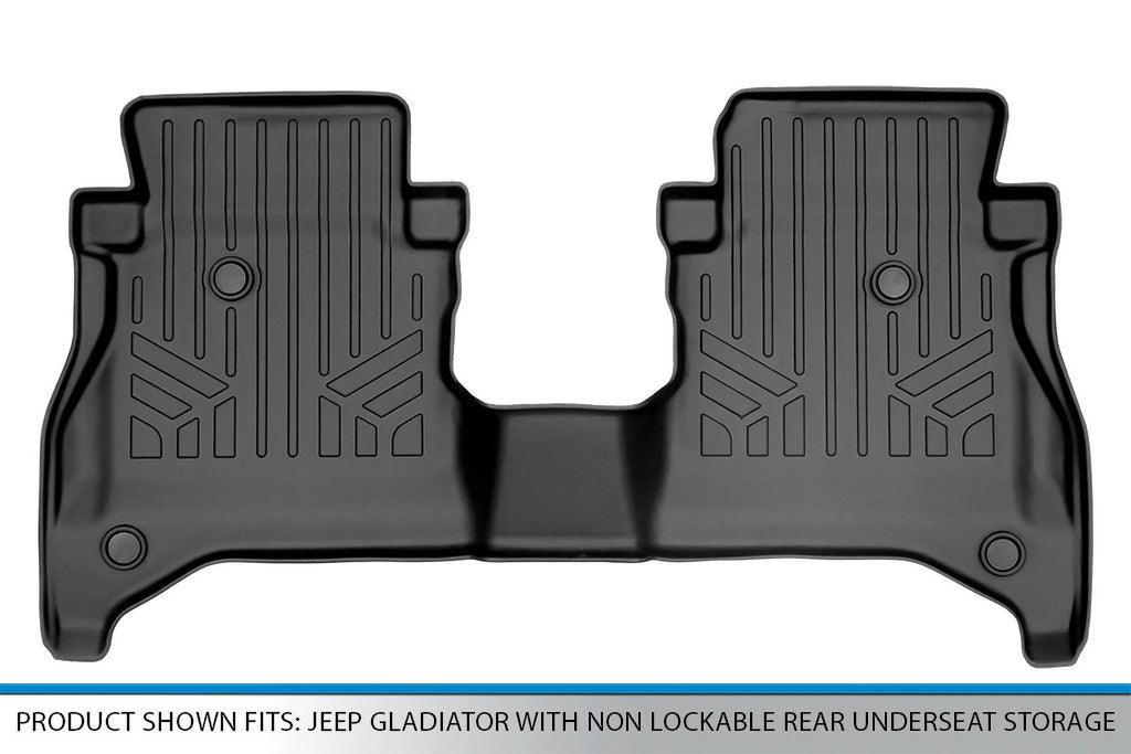 Sizemartliner SizeB0479 Custom Fit 2nd Row Floor Mats Liner with Non Lockable Rear Underseat Sizetorage for 2020-2023 Jeep Gladiator, Black