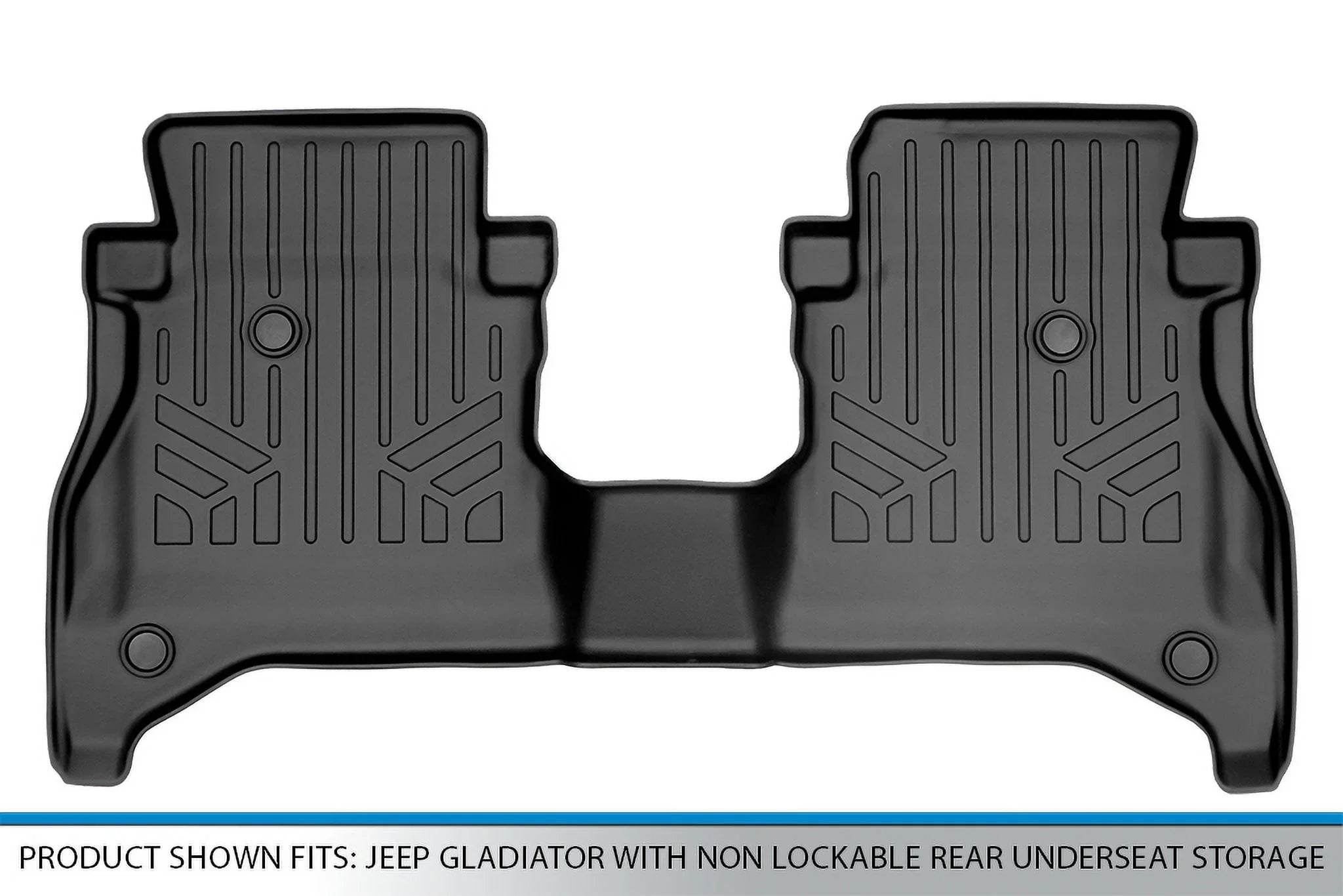 Sizemartliner SizeB0479 Custom Fit 2nd Row Floor Mats Liner with Non Lockable Rear Underseat Sizetorage for 2020-2023 Jeep Gladiator, Black