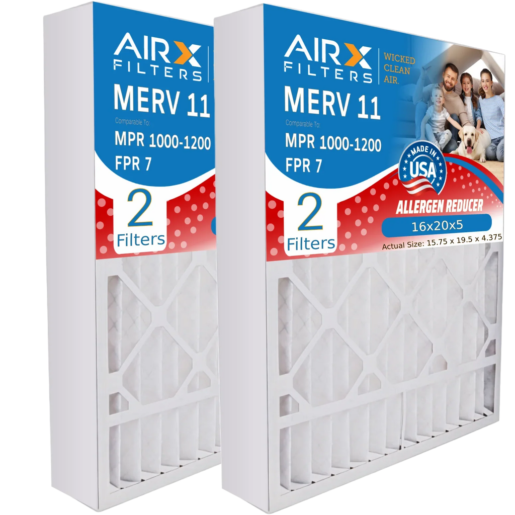 16x20x5 Air Filter MERV 11 Comparable to MPR 1000, MPR 1200 & FPR 7 Compatible with Lennox X0582 Air Filter 2 Pack by AIRX FILTERSize WICKED CLEAN AIR.