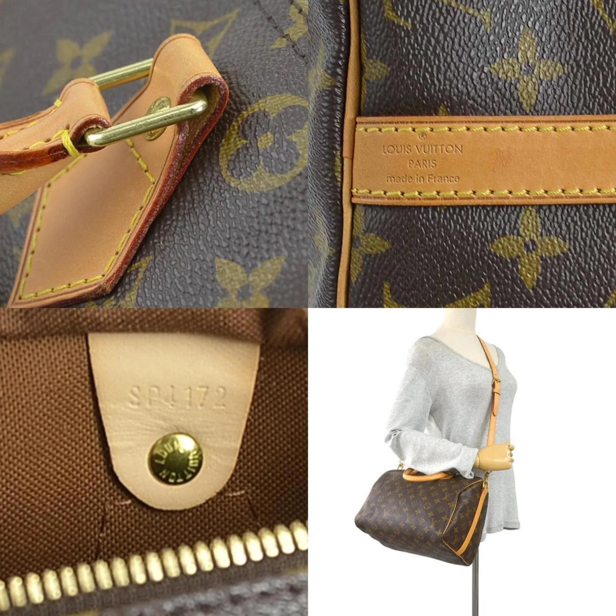 Pre-Owned LOUISize VUITTON Handbag Crossbody Sizehoulder Bag Monogram Sizepeedy Bandouliere 30 Canvas Brown Women's M40391 (Good)