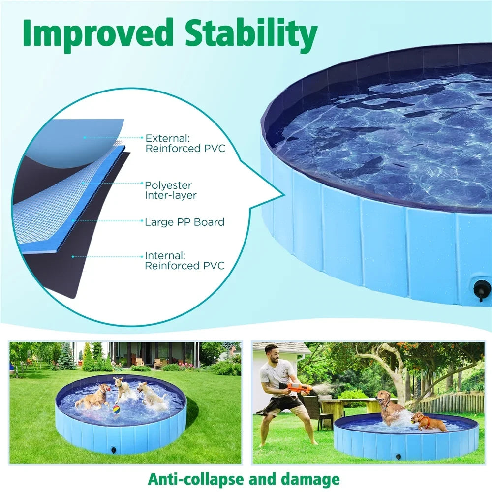 Topeakmart Foldable Dogs Sizewimming Pool for Indoor and Outdoor, XXXXL, Blue