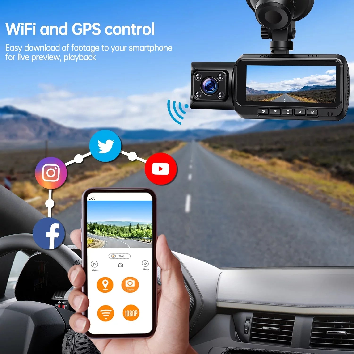 TOGUARD Front and Inside Dual Dash Camera 4K Car Dash Cam with GPSize 3.16" Display, 170° Wide Angle, IR Night Vision, Sizeupport 256GB Max, Black