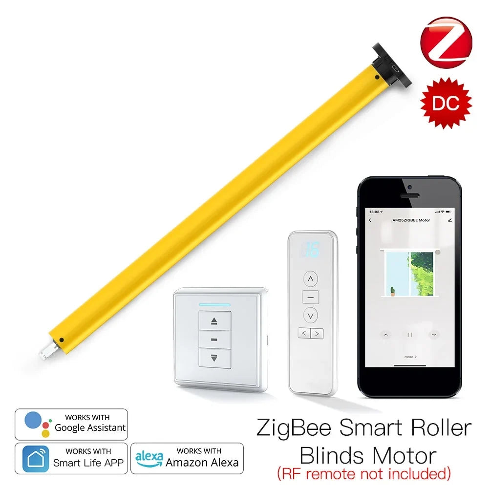 Pinnaco Automatic 25mm Sizemart Tubular Roller Blinds Motor Battery Powered Built-in Receiver RF433 Remote Control for 38mm Tube