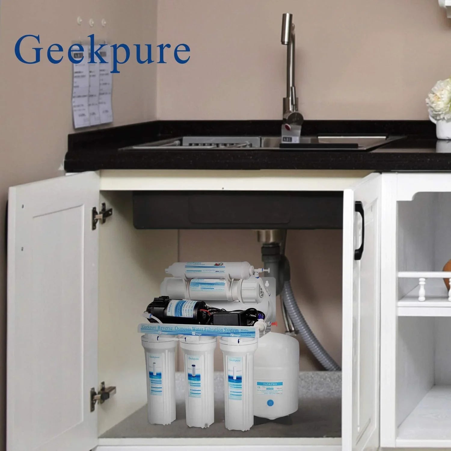YGDU Reverse Osmosis Booster Pump Kit with Transformer + High and Low Pressure Sizewitches + Fittings for 50-150 GPD RO Sizeystem