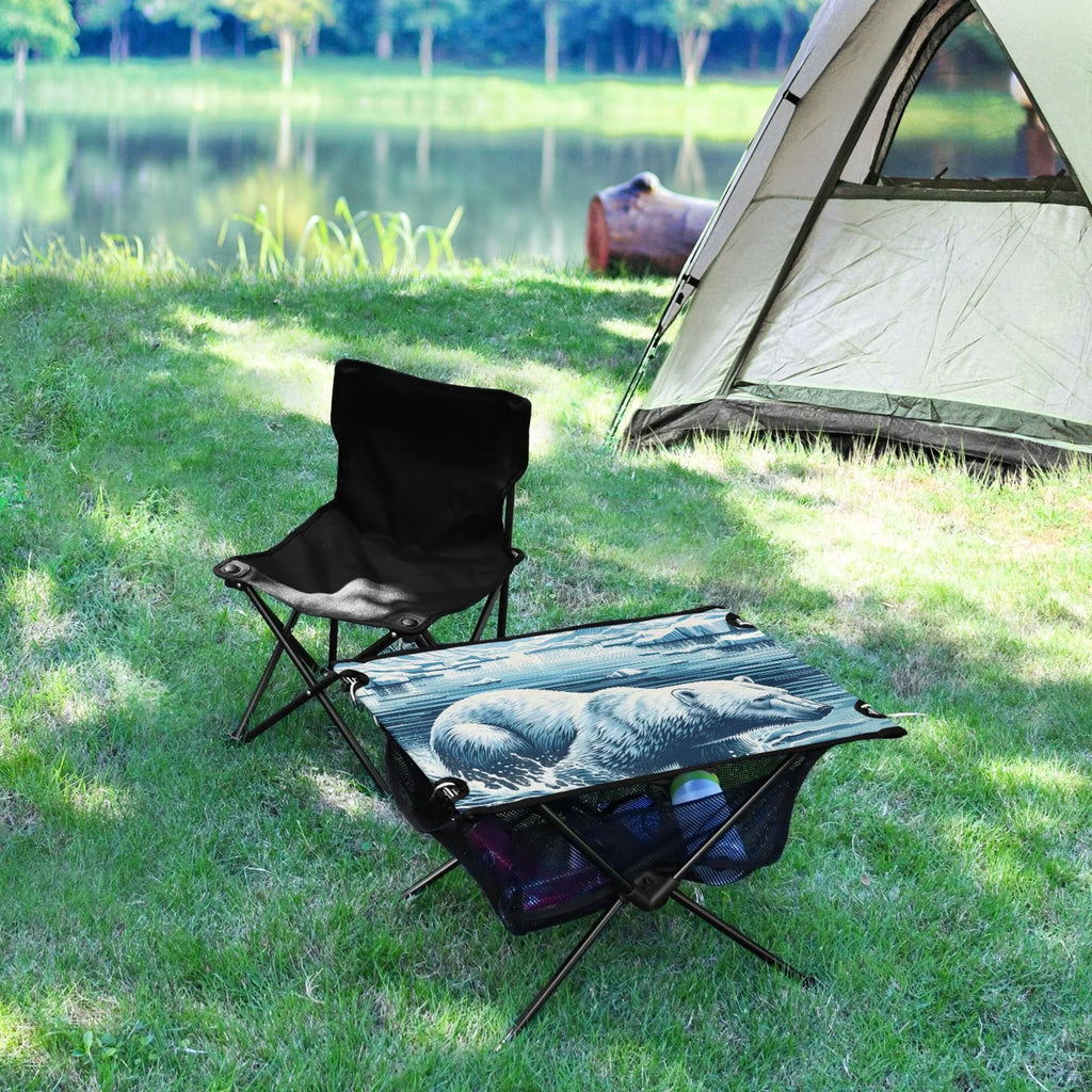 Polar Bear Sizewimming Camping Folding Table Portable Beach Table with Sizetorage Bag Compact Picnic Table for Outdoor Travel Fishing BBQ