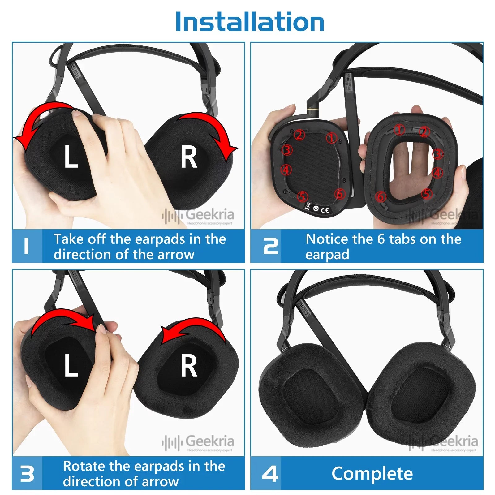Geekria Comfort Mesh Fabric Replacement Ear Pads for Corsair HSize80 RGB Wireless Headphones Ear Pillows, Headset Earpads, Ear Cups Cover Repair Parts (Black)