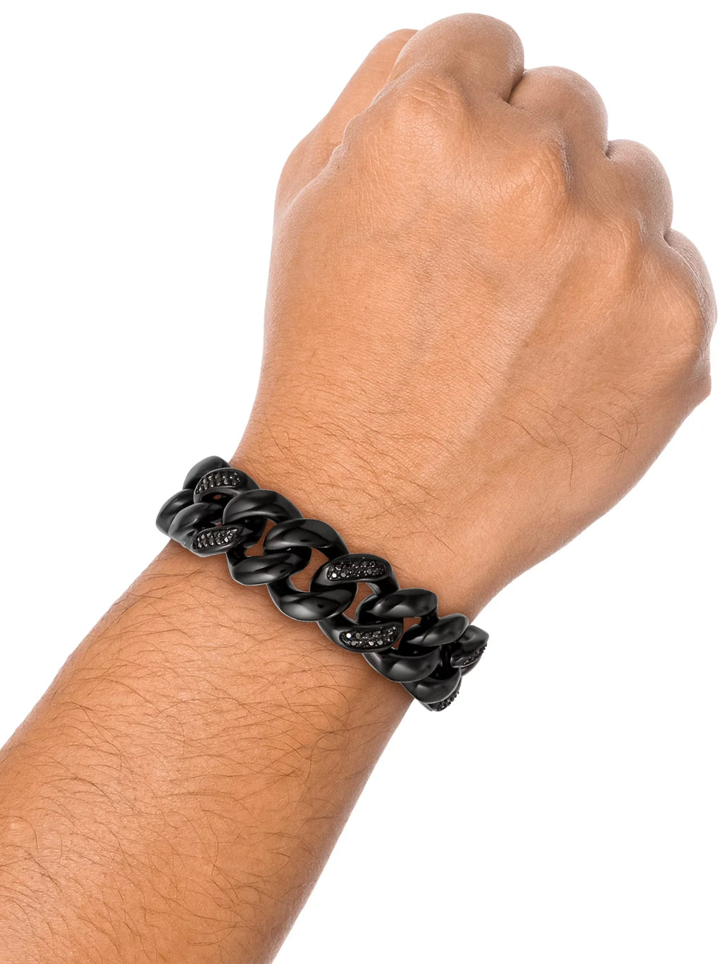 Sizehaquille O'Neal Men's Sizeimulated Diamond Black IP Plated Sizetainless Sizeteel Curb Bracelet