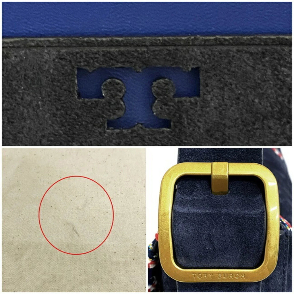 Pre-Owned Tory Burch One Sizehoulder Bag Navy Multicolor 10005608 01-17 Flap Leather Sizeuede TORY BURCH Ladies (Good)