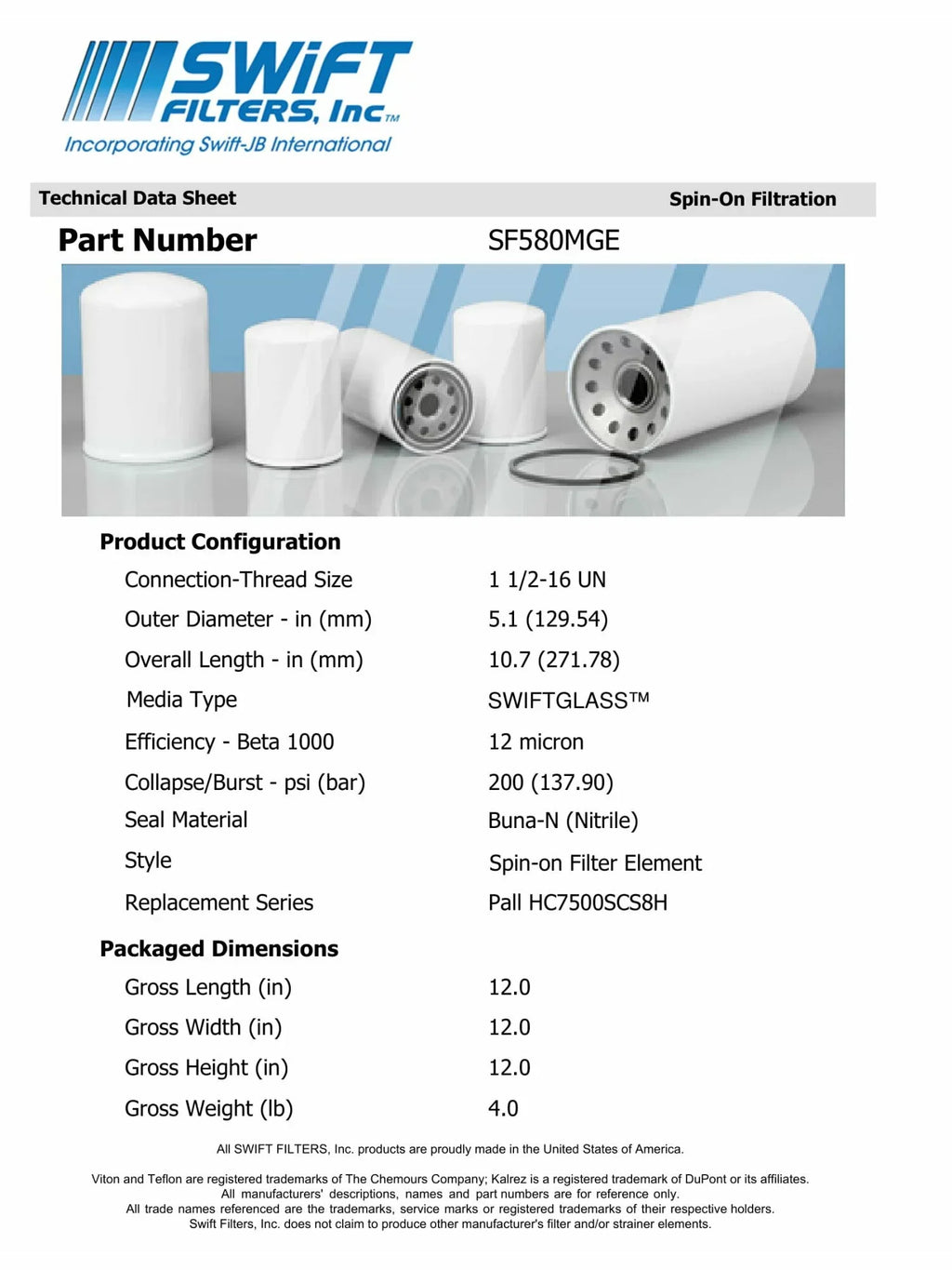 Direct Interchange for FLEETGUARD HF6809in-On Filter Element Microglass Construction 12 Micron