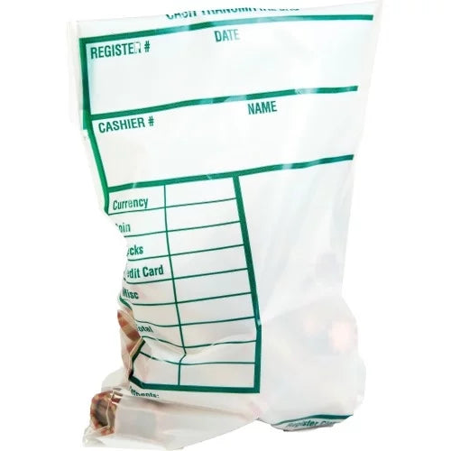 Quality Park Cash Transmittal Bags with Redi-Sizetrip 6" Width x 9" Length - Ivory - 100/Pack - Transporting