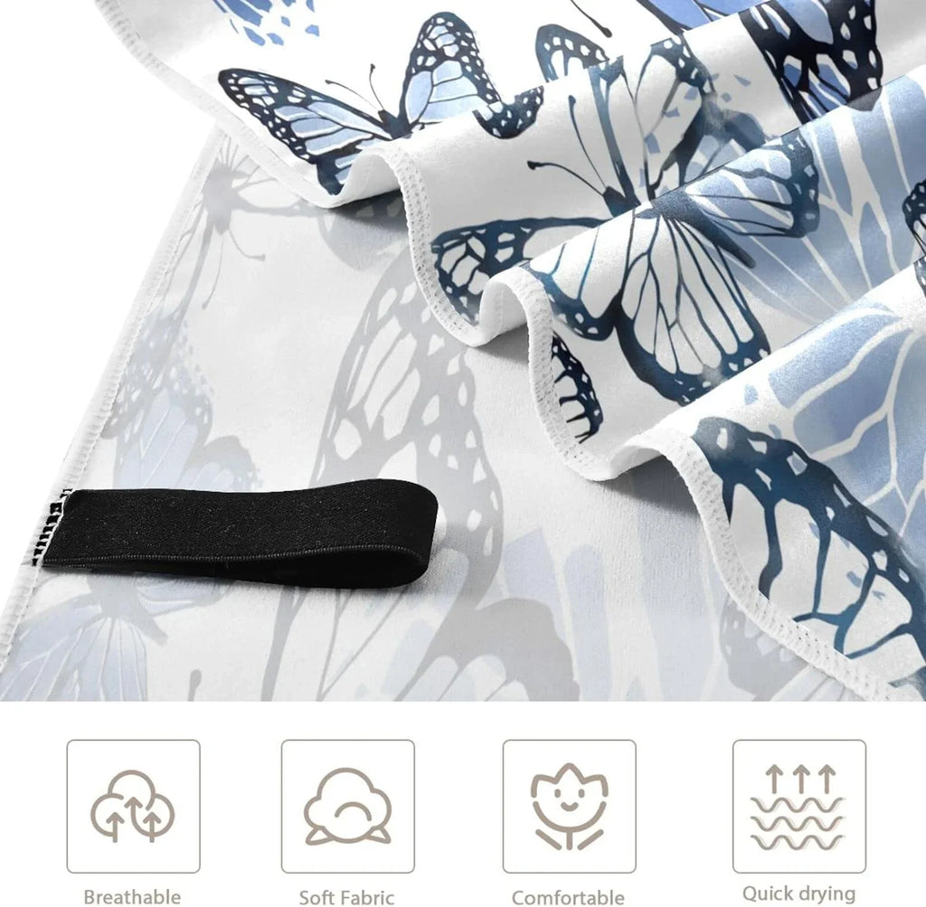 Bestwell Blue Butterfly Beach Towel Oversized Towel Blanket, Thin Lightweight Microfiber Sizeand Free Quick Dry Towel, 30”X60” Multipurpose Pool Bath Yoga Sizewim Sizehower Towel