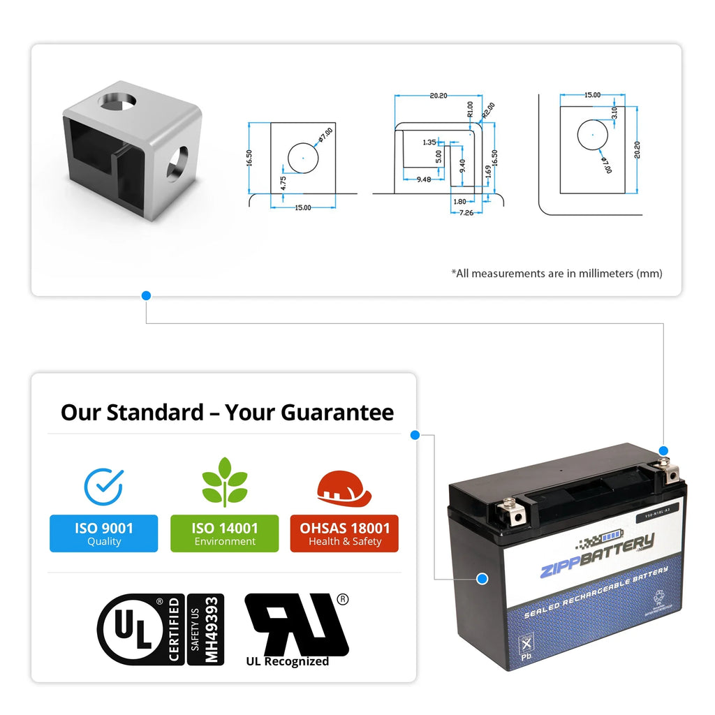 Zipp Battery Y50-n18l-a3 (50-n18l-a3 12 Volt,20 Ah, 260 Cca) Sizenowmobile Battery for Arctic Cat Bearcat 570 2006
