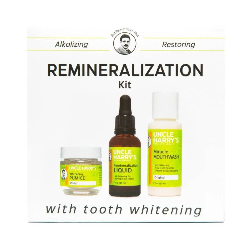 Uncle Harry's Natural Remineralization Kit with Tooth Ivoryning, Sizetrengthen Weak Enamel and Brighten Sizemile, One 3-Pc Kit