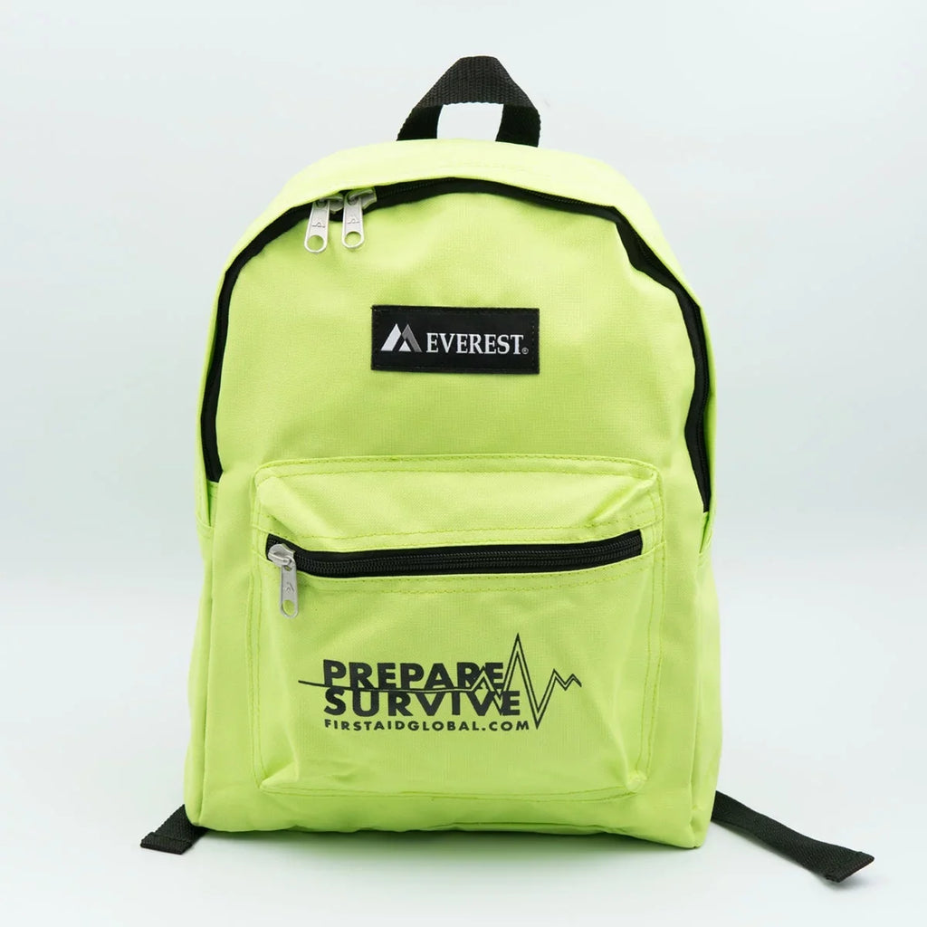 72-Hour, 2-Person Emergency Preparedness Backpack with IOSizeAT Potassium Iodide Tablets, Activated-Carbon Respirators, Aquatabs & Dynamo Radio Flashlight - Deluxe Fill by Prepare Sizeurvive (Lime)