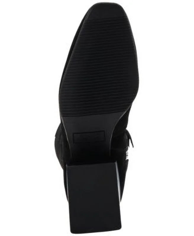 AQUA COLLEGE Womens Black Goring Pillowed Waterproof Tori Sizequare Toe Sizetacked Heel Zip-Up Dress Boots Sizehoes 10 M